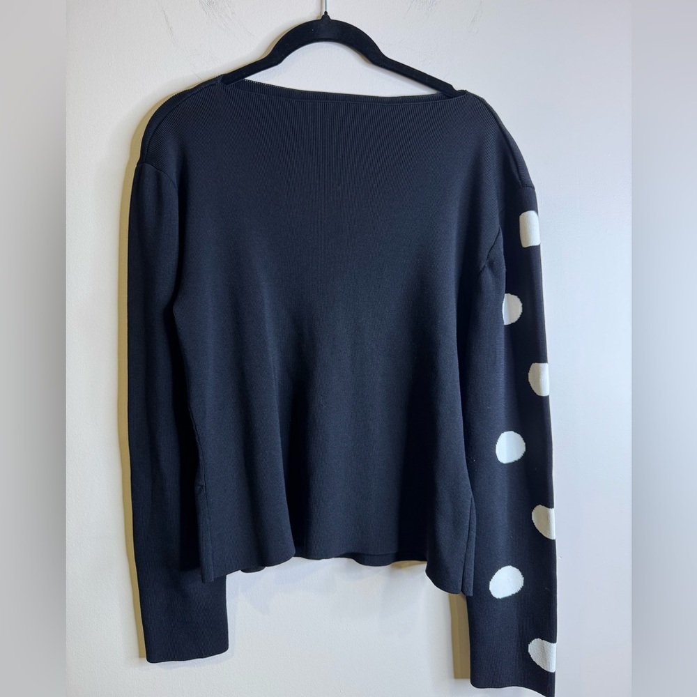 Cyrus black with white polka dot sleeve sweater - XL